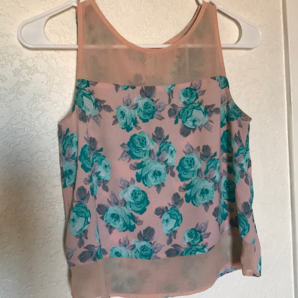 Pink floral blouse